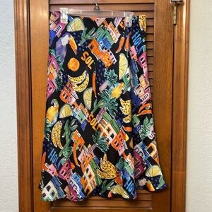 Peach silky tropical Mexico beach skirt size XL